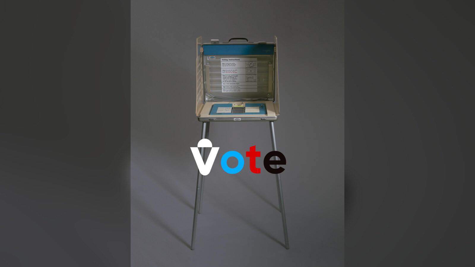 Apply 2020 launch artwork showing a voting machine and the word vote