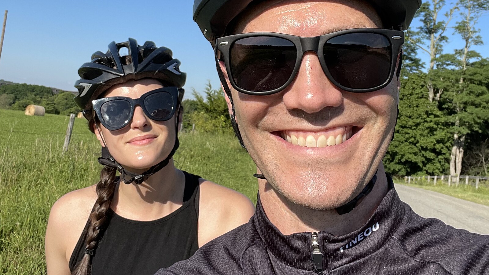 Chris Fischer and Amanda Wigand on a bike ride near their new Cornwall house